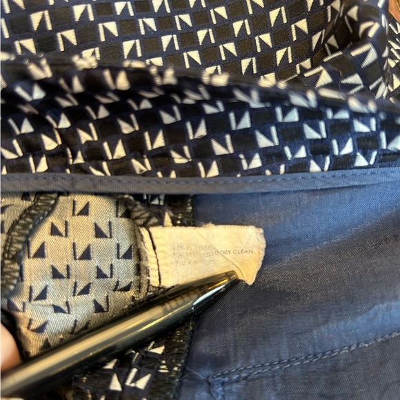 Club Monaco Women’s Geometric Jacquard Slim Crop Pants, Sz 00, Black, Blue, Gray - Picture 8 of 8